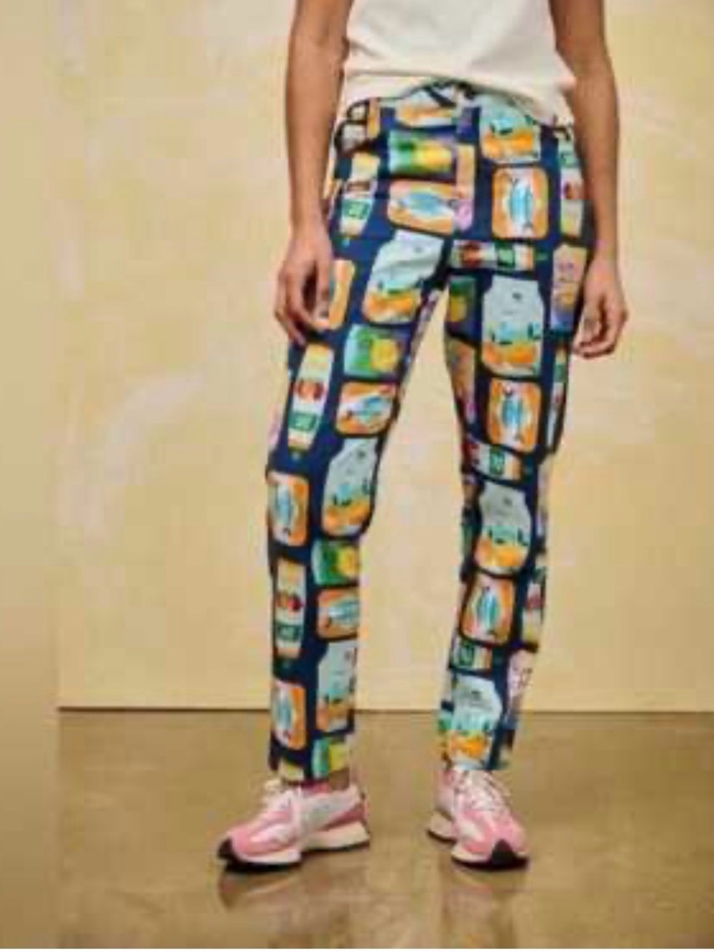 Lucy & Yak Navy Straight Leg Jeans with Colorful Grocery Print - Picture 2 of 12